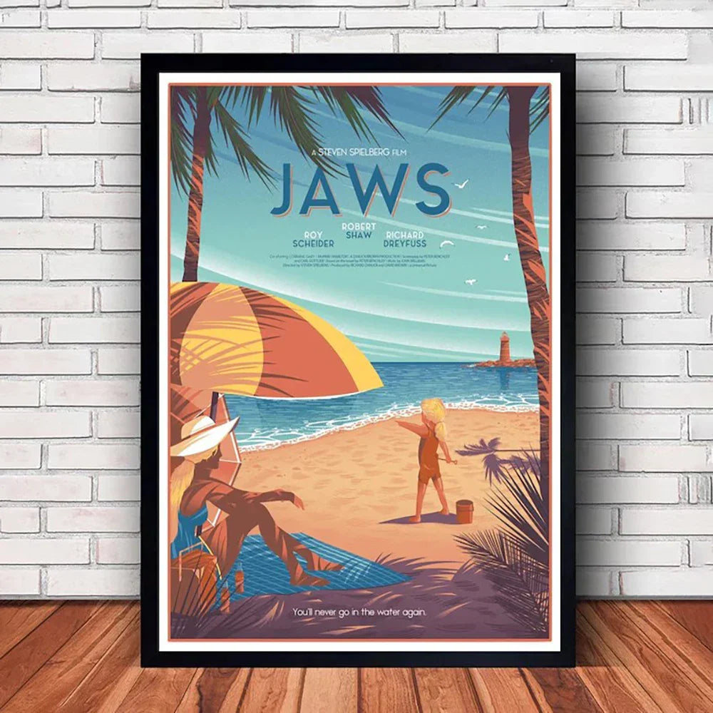 DecorBites™ Classic JAWS Movie Poster Canvas Wall Art