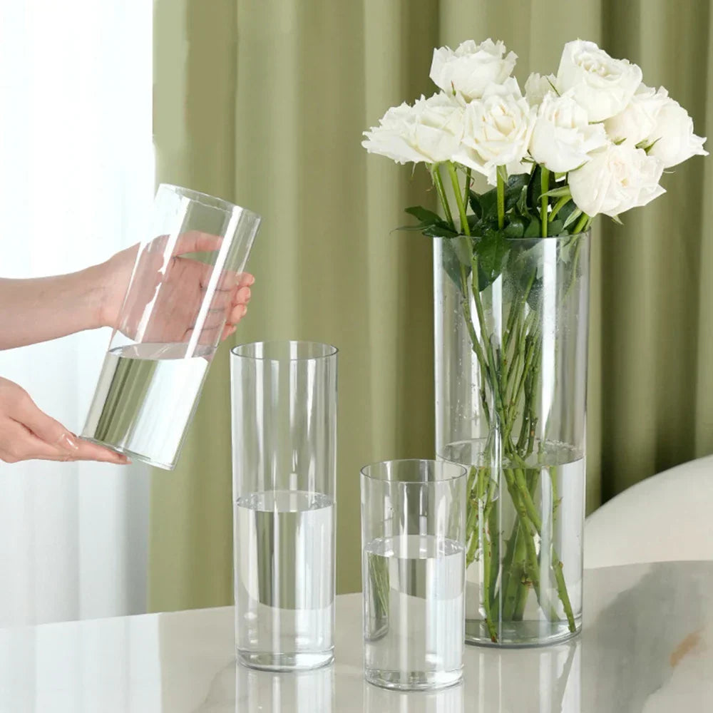 DecorBites™ Clear Acrylic Cylinder Vase for Weddings