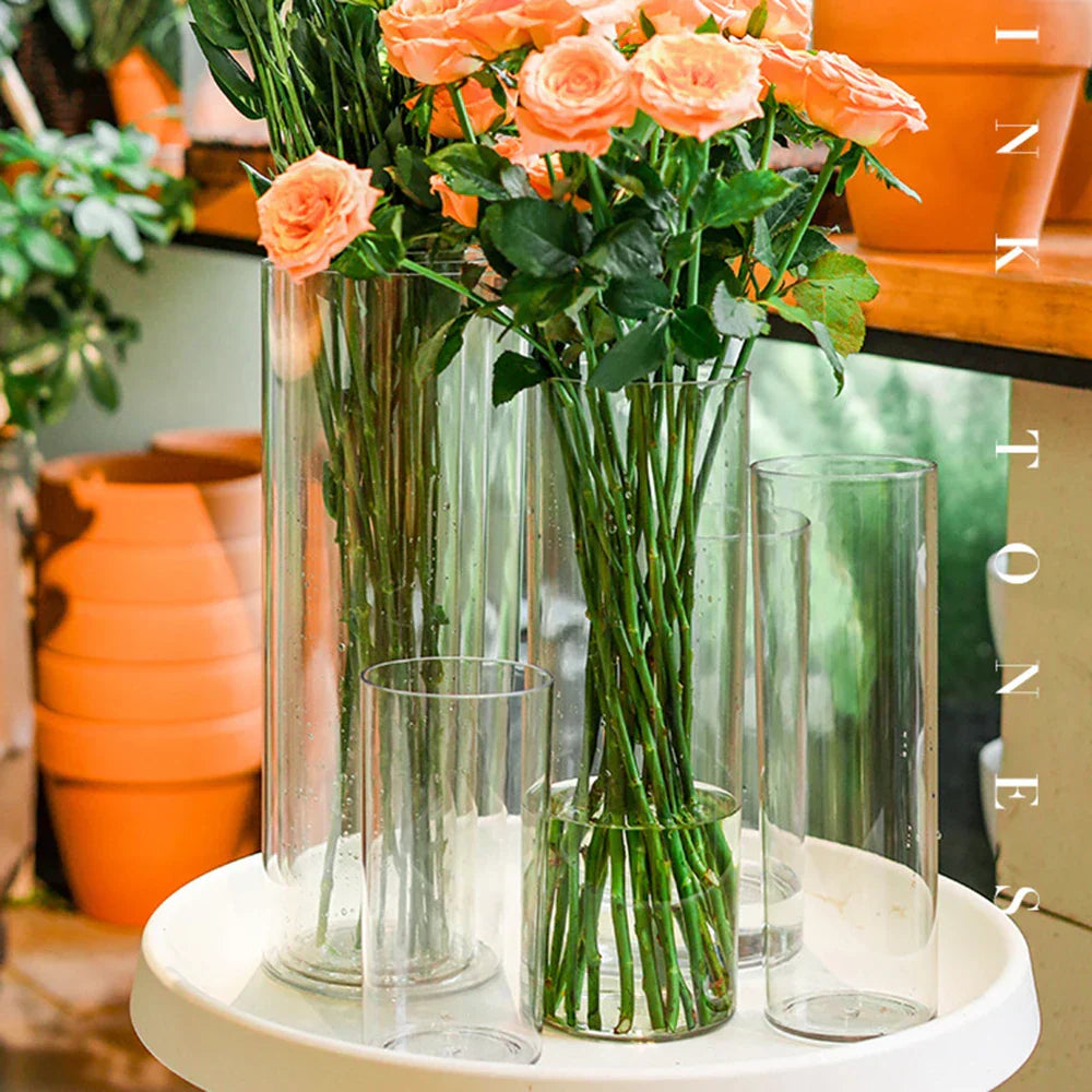 DecorBites™ Clear Acrylic Cylinder Vase for Weddings