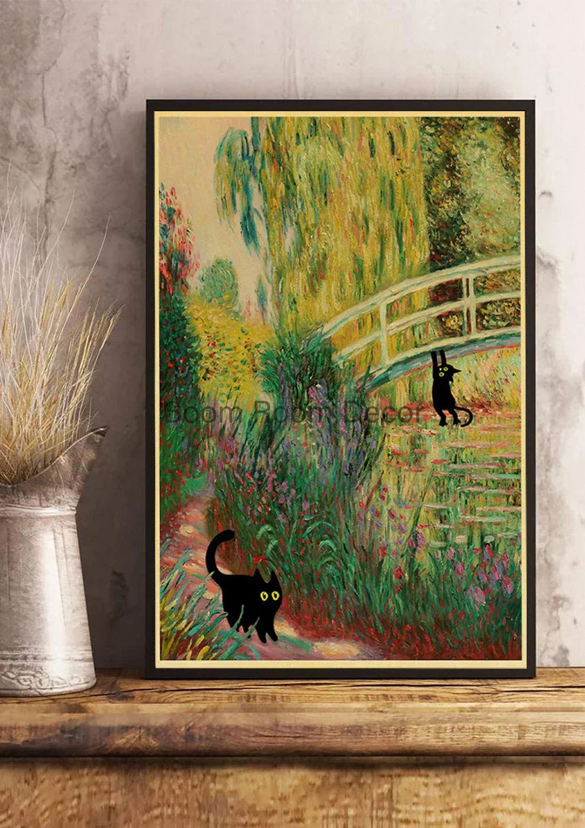 DecorBites™ Cute Digital Cats Cartoon Poster Print
