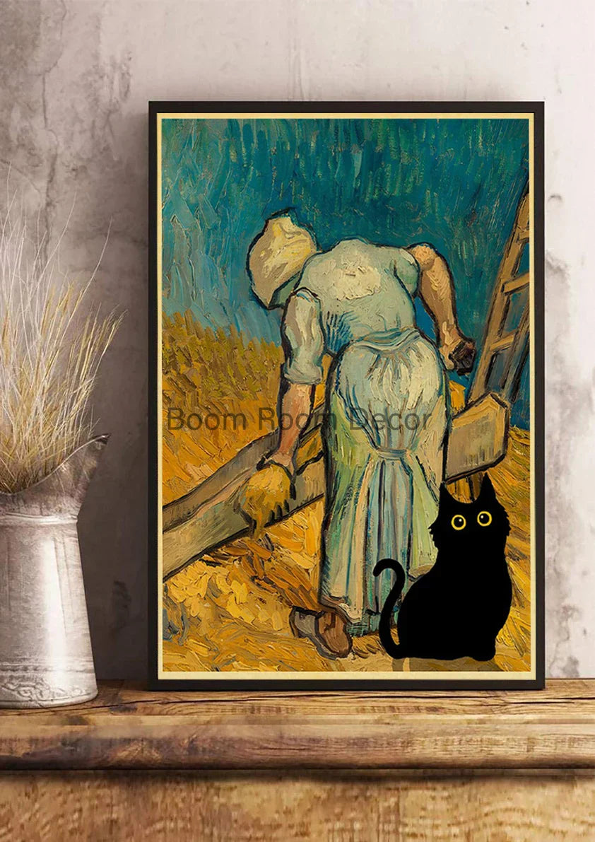 DecorBites™ Cute Digital Cats Cartoon Poster Print