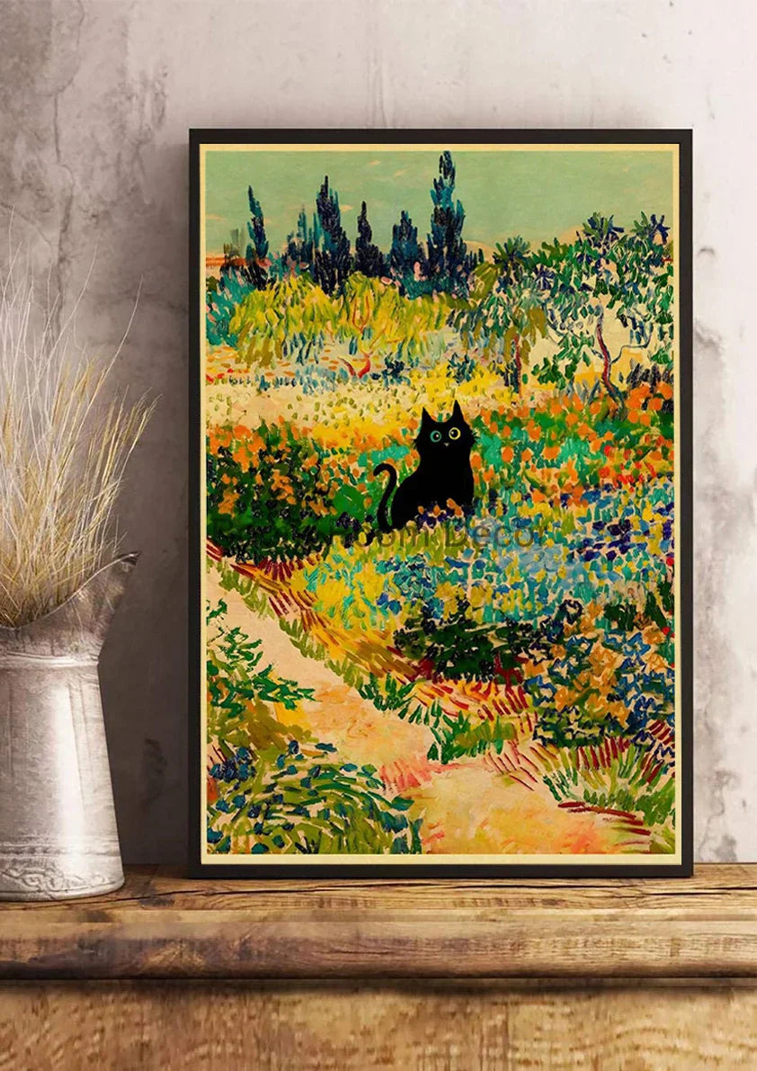 DecorBites™ Cute Digital Cats Cartoon Poster Print