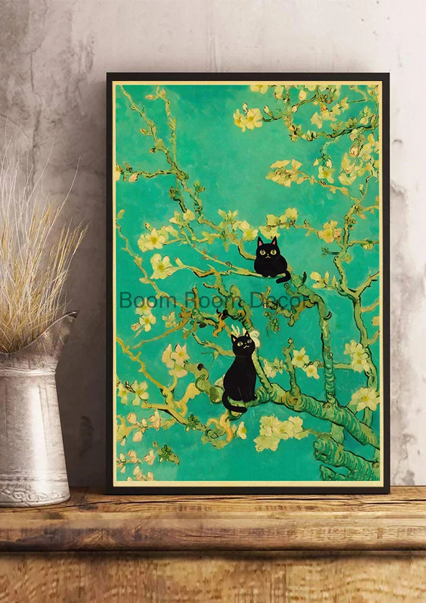 DecorBites™ Cute Digital Cats Cartoon Poster Print