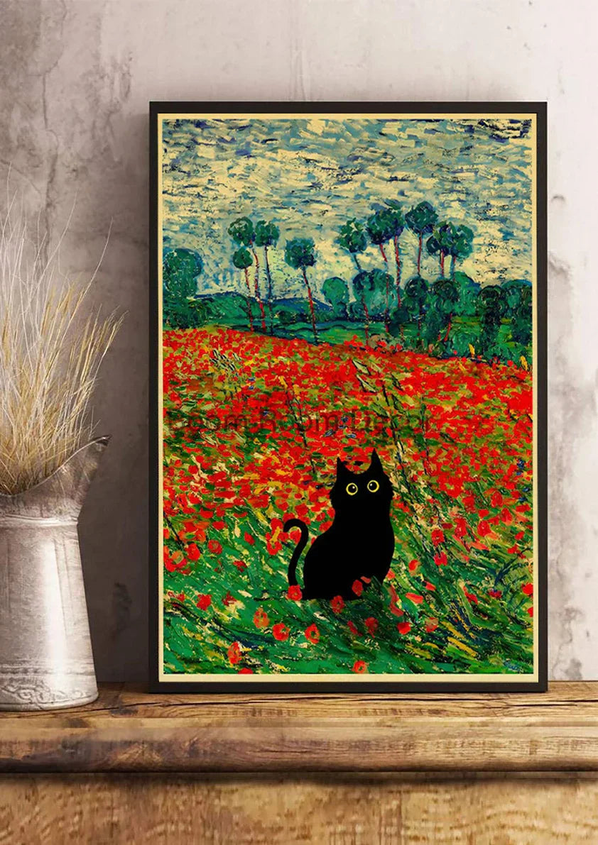 DecorBites™ Cute Digital Cats Cartoon Poster Print