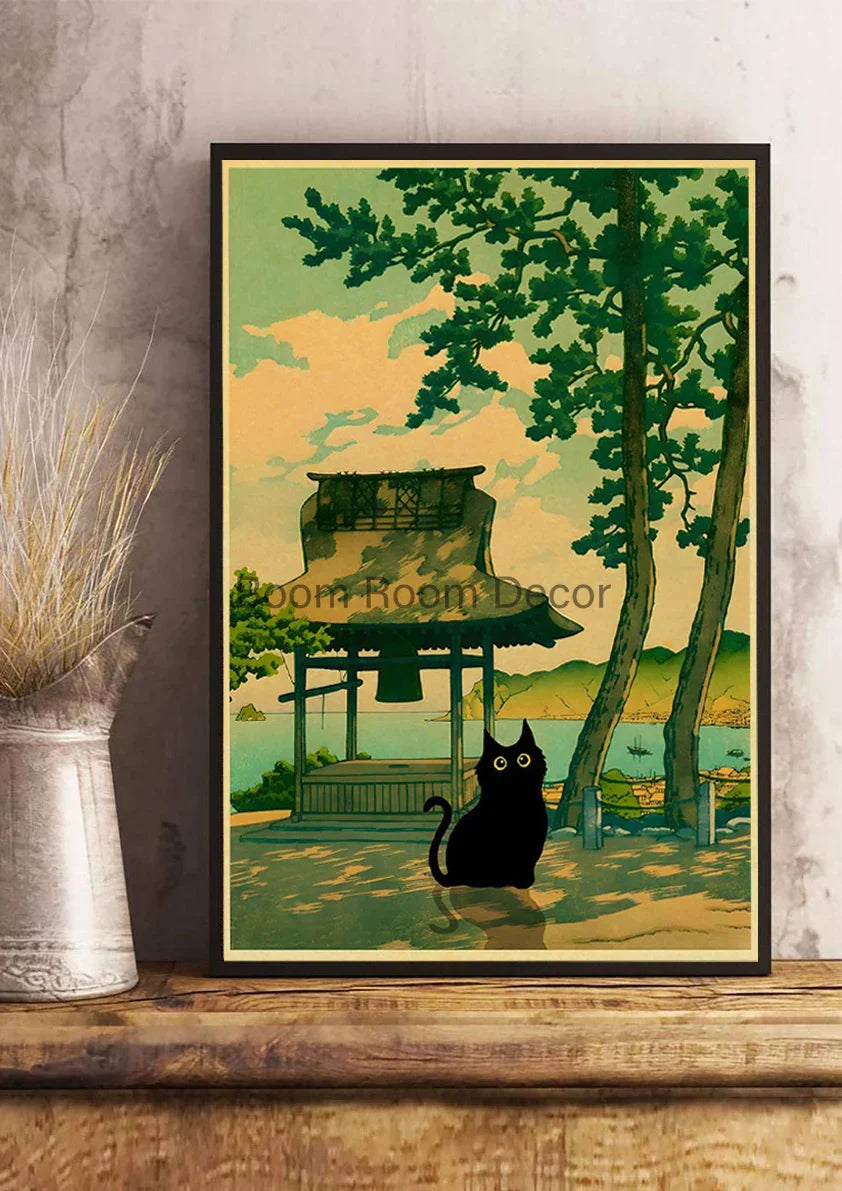 DecorBites™ Cute Digital Cats Cartoon Poster Print