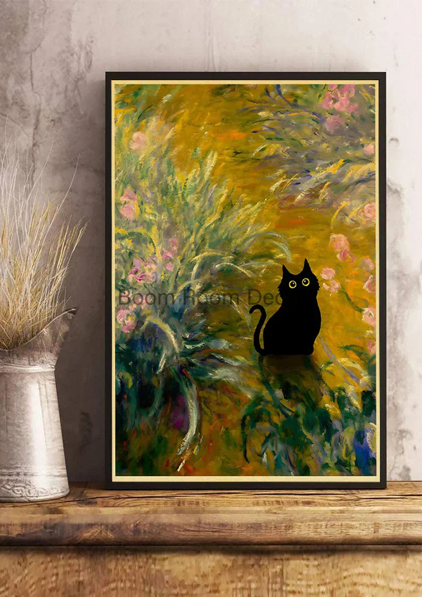 DecorBites™ Cute Digital Cats Cartoon Poster Print