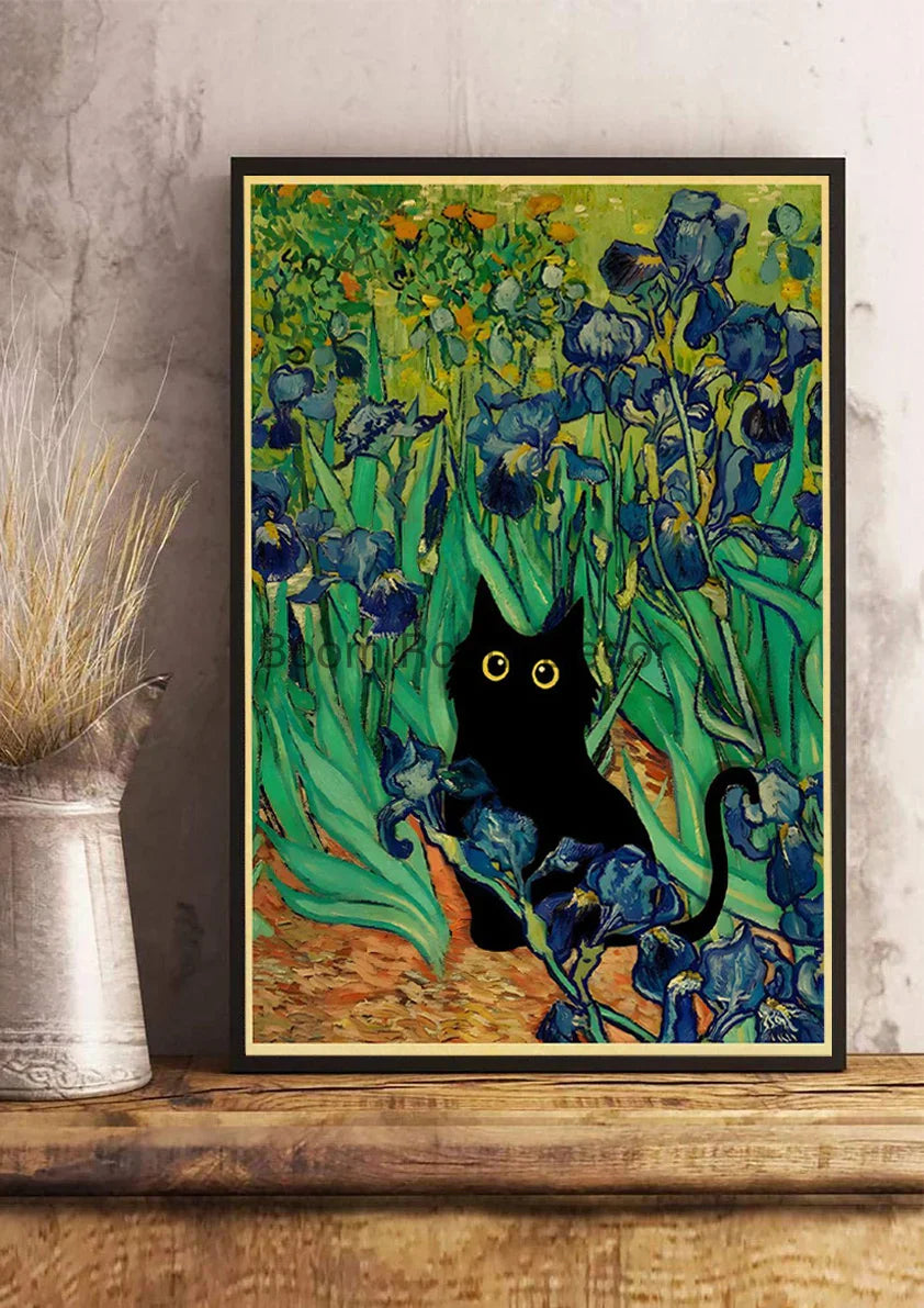 DecorBites™ Cute Digital Cats Cartoon Poster Print
