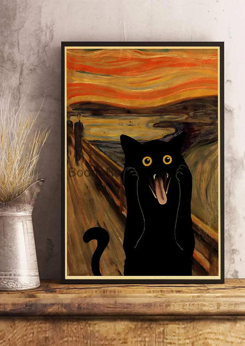 DecorBites™ Cute Digital Cats Cartoon Poster Print