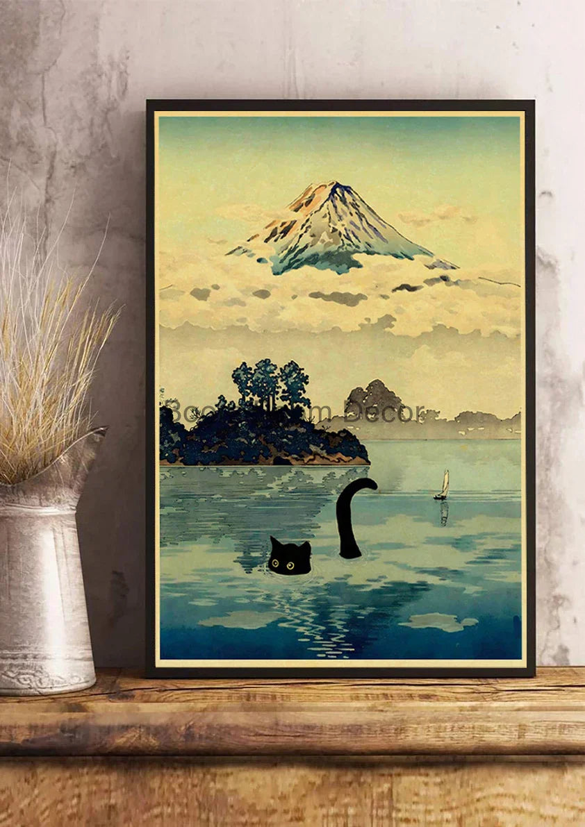 DecorBites™ Cute Digital Cats Cartoon Poster Print