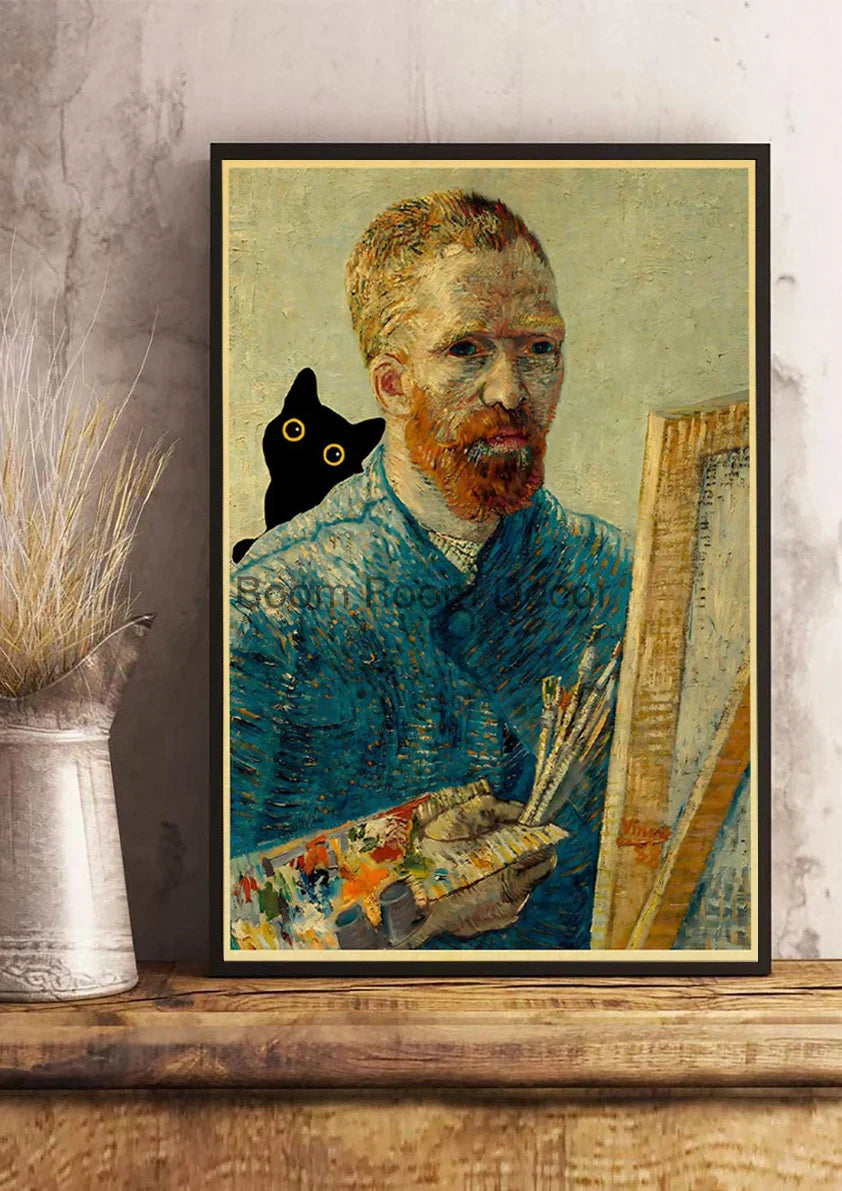 DecorBites™ Cute Digital Cats Cartoon Poster Print