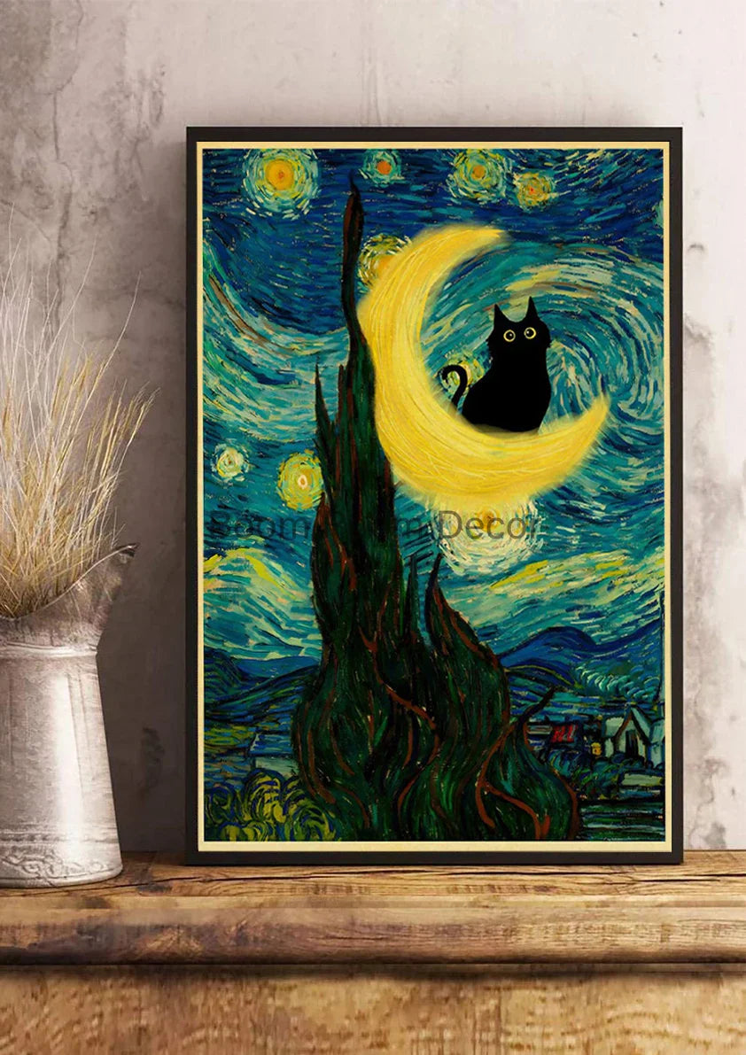 DecorBites™ Cute Digital Cats Cartoon Poster Print