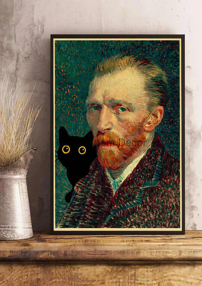 DecorBites™ Cute Digital Cats Cartoon Poster Print