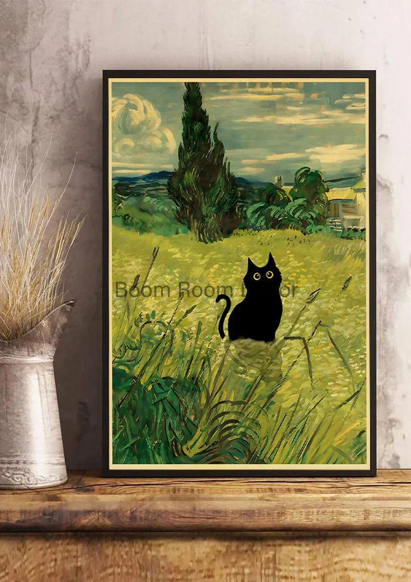 DecorBites™ Cute Digital Cats Cartoon Poster Print