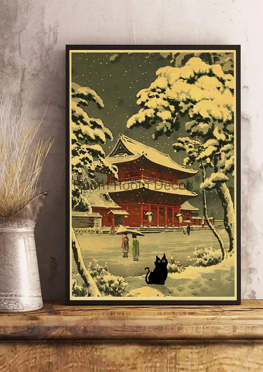 DecorBites™ Cute Digital Cats Cartoon Poster Print