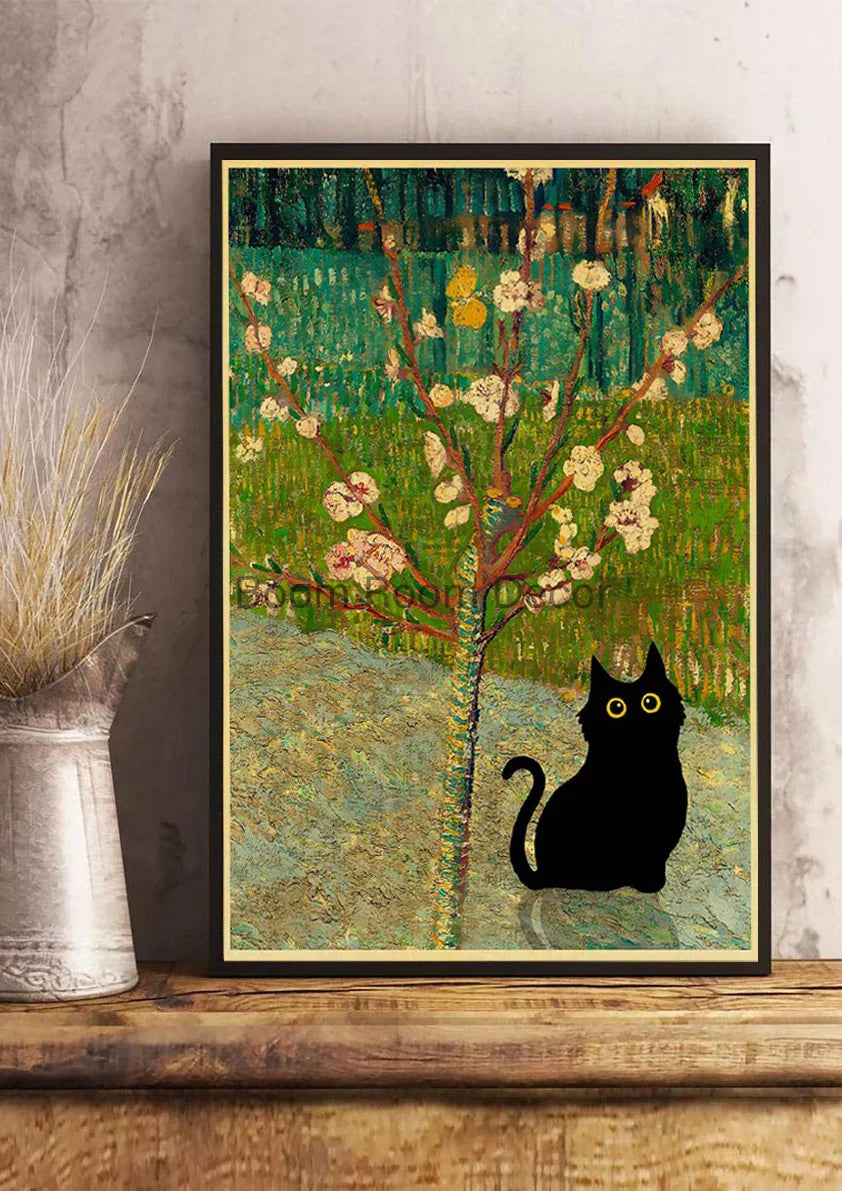 DecorBites™ Cute Digital Cats Cartoon Poster Print
