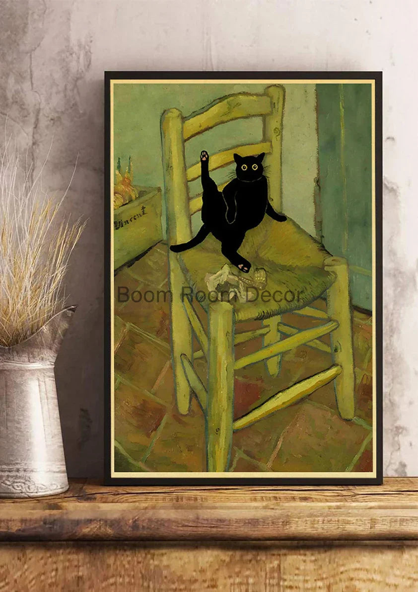DecorBites™ Cute Digital Cats Cartoon Poster Print