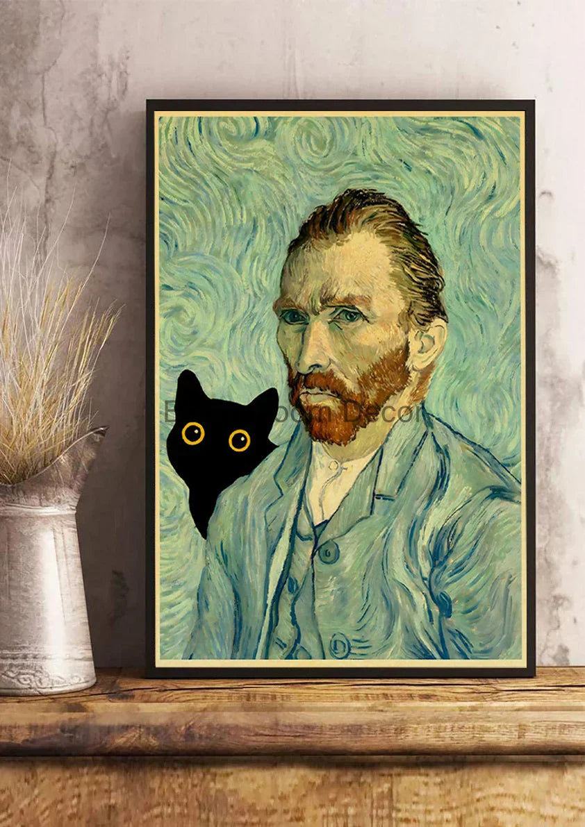DecorBites™ Cute Digital Cats Cartoon Poster Print