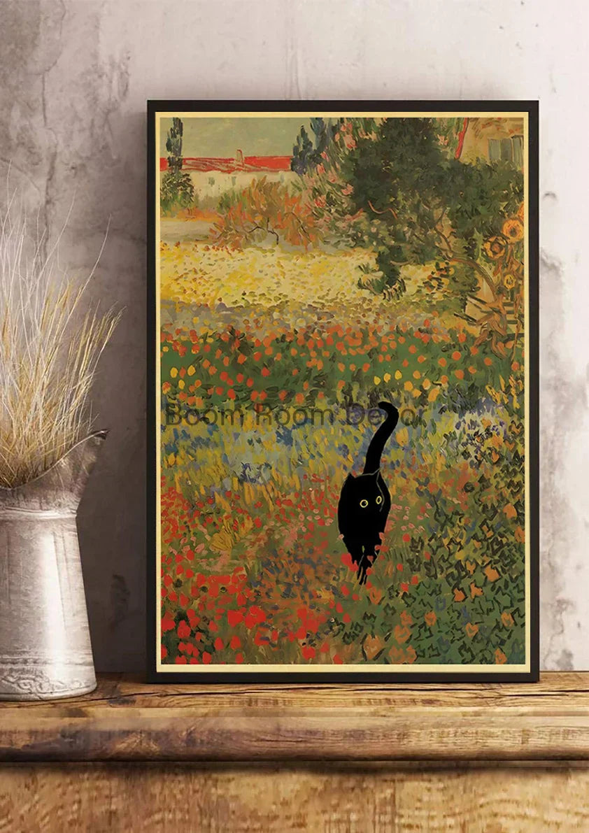 DecorBites™ Cute Digital Cats Cartoon Poster Print