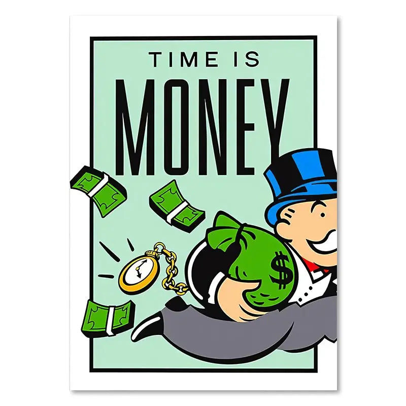 DecorBites™ "Dollar Millionaire Motivational Cartoon Canvas Wall Art"