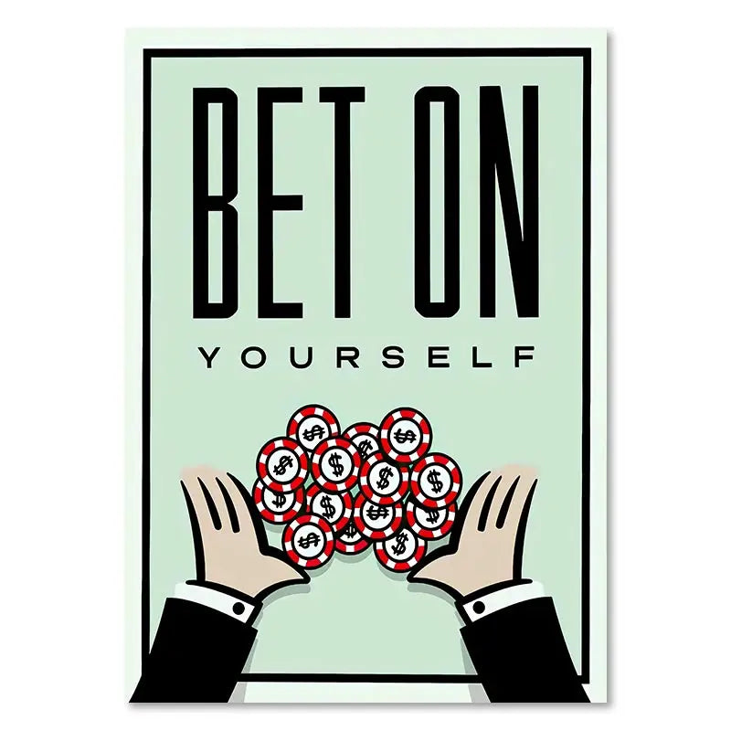 DecorBites™ "Dollar Millionaire Motivational Cartoon Canvas Wall Art"