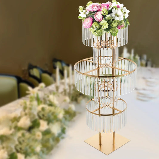 DecorBites™ Elegant 5-Tier Gold Wedding Flower Stand