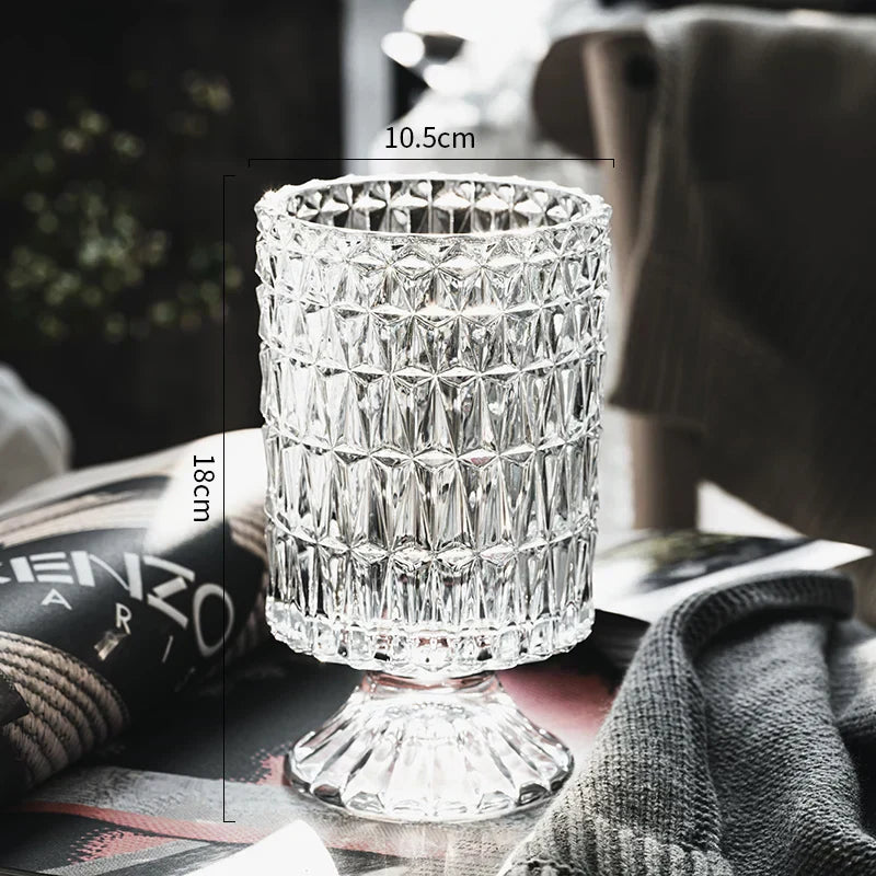 DecorBites™ Elegant Crystal Glass Vase for Flower Arrangement