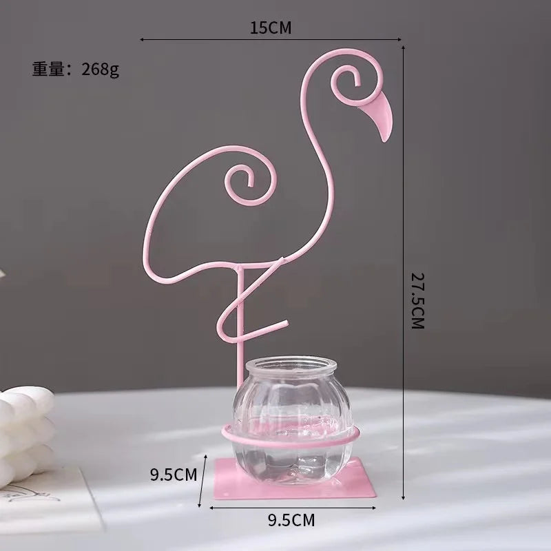 DecorBites™ Flamingo Metal Vase for Home Decor