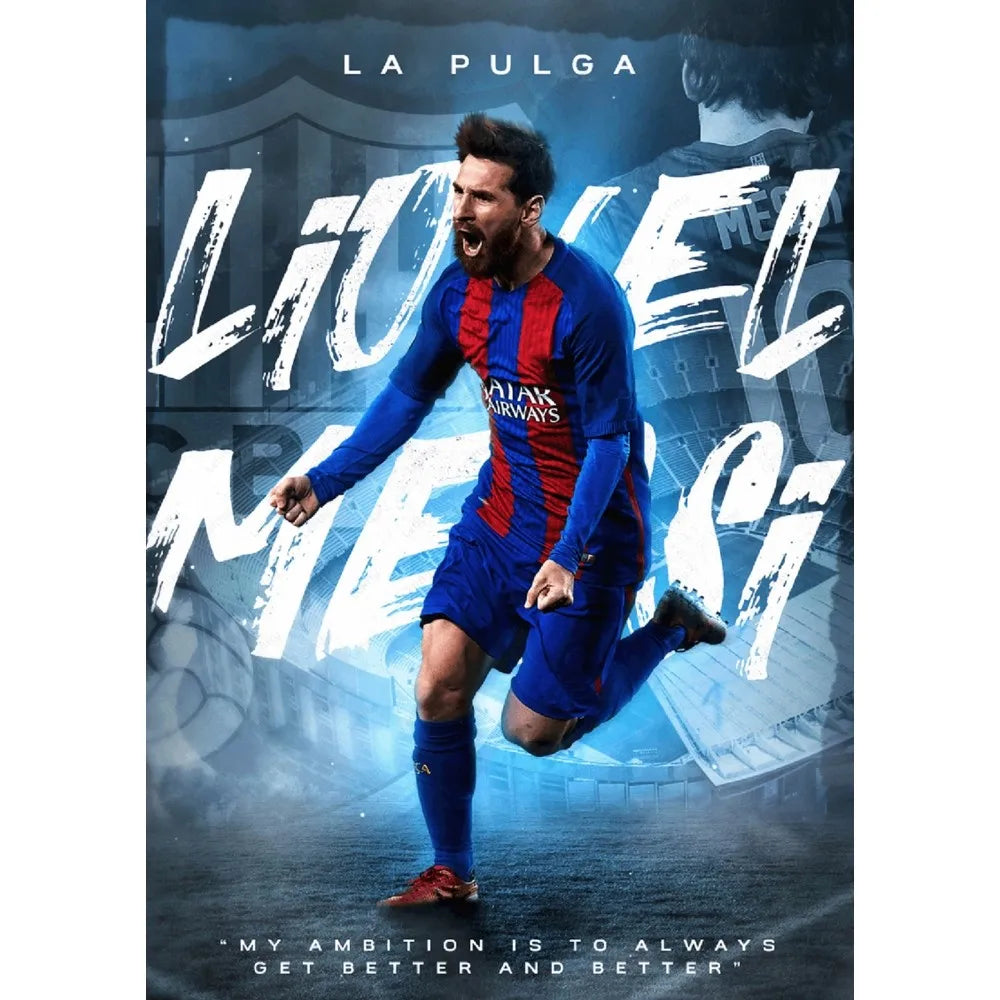 DecorBites™ Football Star M-Messi Poster for Home Decor