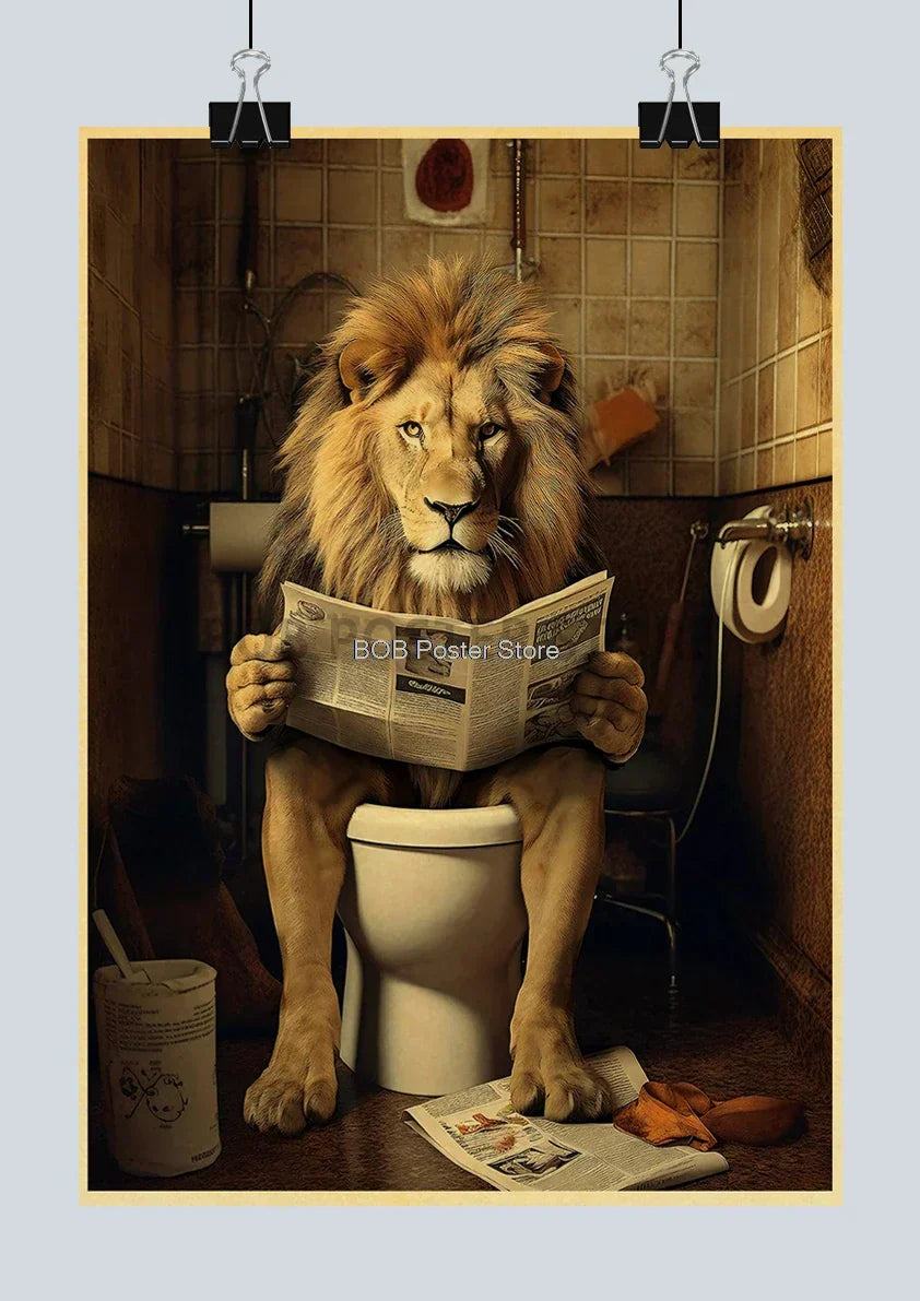 DecorBites™ Funny Animal Bathroom Poster for DIY Home Decor