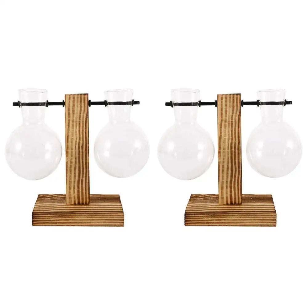 DecorBites™ Glass Bulb Vase with Wooden Stand