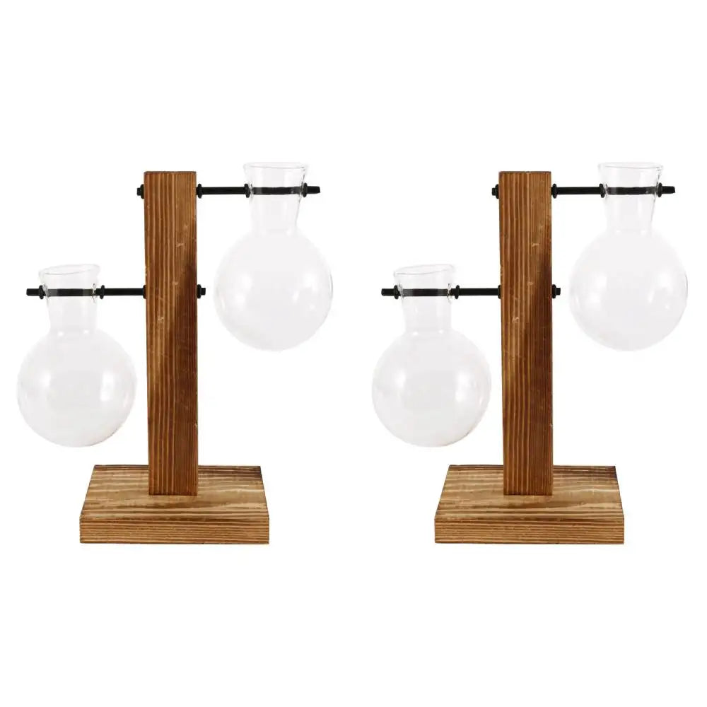 DecorBites™ Glass Bulb Vase with Wooden Stand