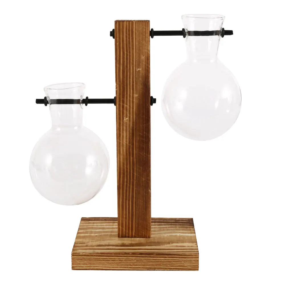 DecorBites™ Glass Bulb Vase with Wooden Stand