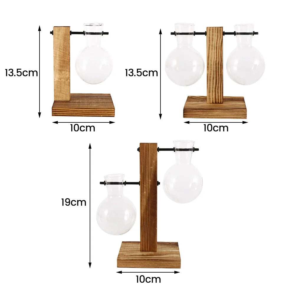 DecorBites™ Glass Bulb Vase with Wooden Stand