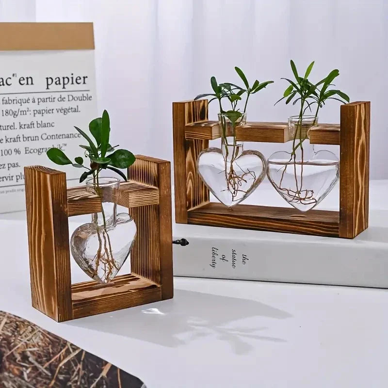 DecorBites™ Glass Vase Terrarium with Wooden Frame