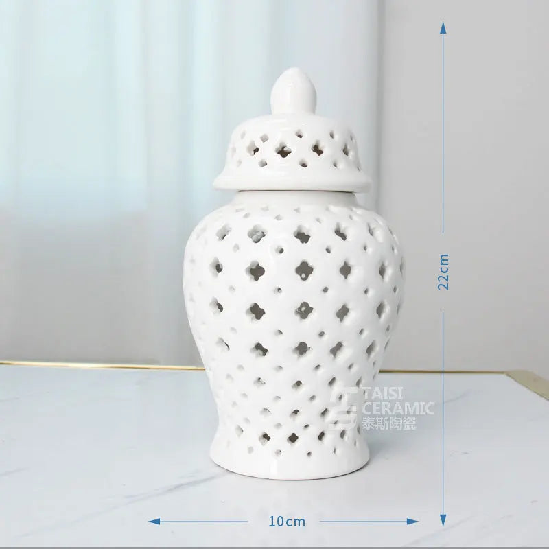 DecorBites™ Gold Ceramic Carved Temple Jar - Home Decor