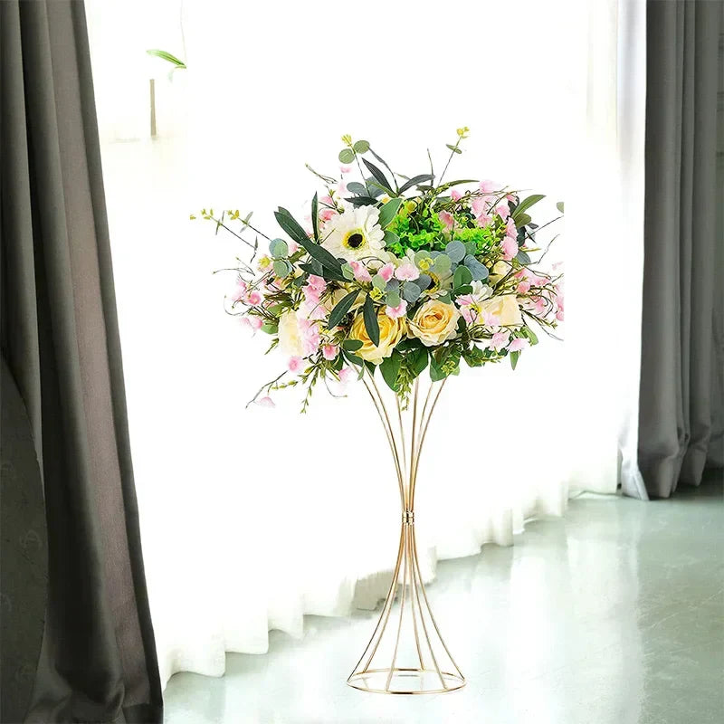 DecorBites™ Gold Iron Flower Vases - Wedding Decor