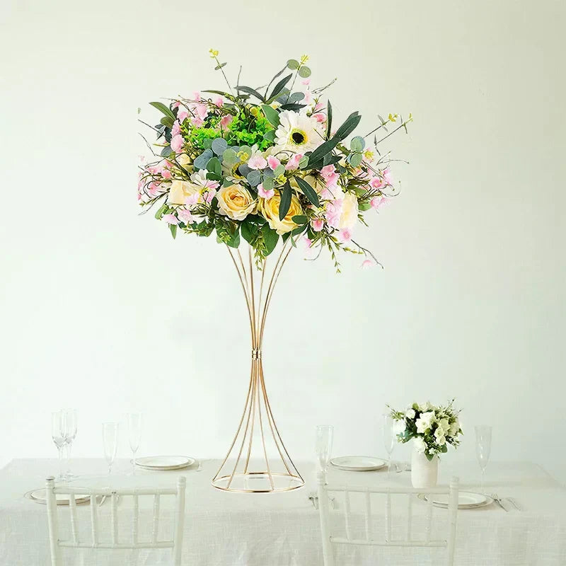 DecorBites™ Gold Iron Flower Vases - Wedding Decor
