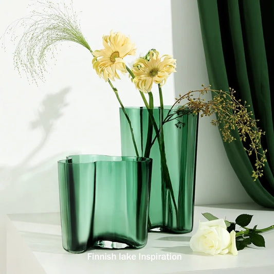 DecorBites™ Green Glass Vase for Modern Decor