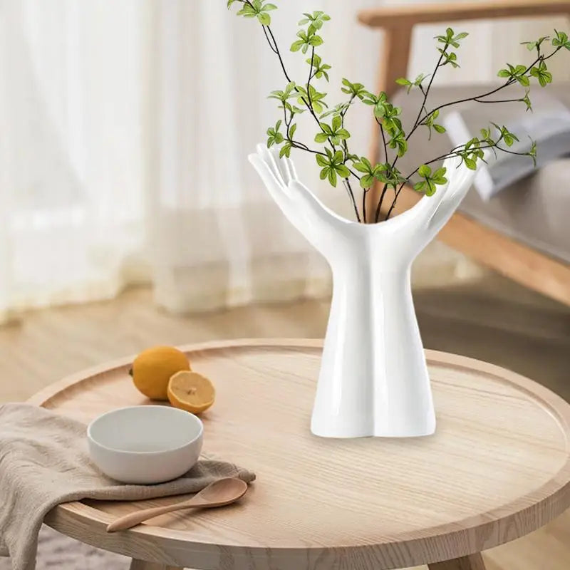 DecorBites™ Hand Shaped Porcelain Flower Vase Home Decor