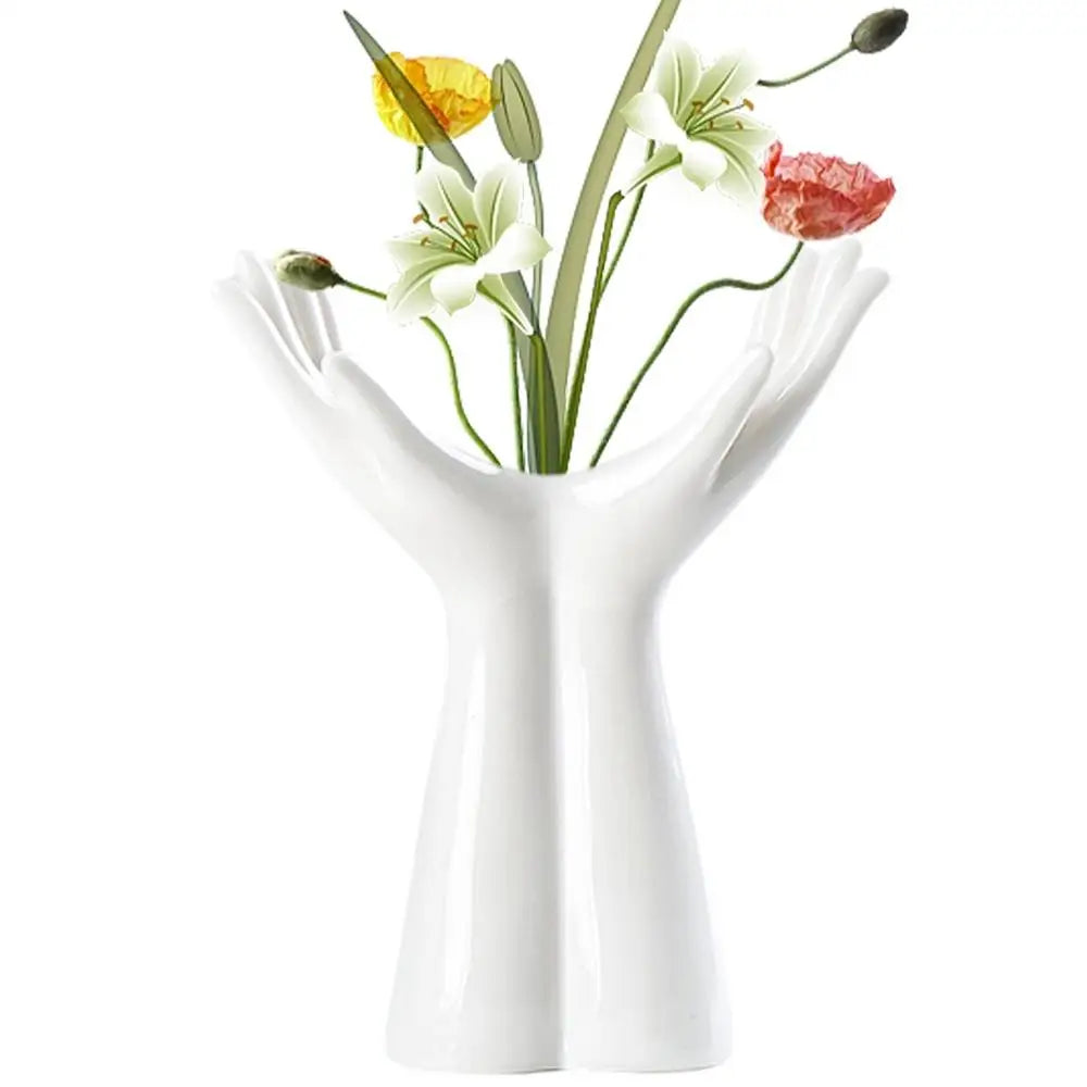 DecorBites™ Hand Shaped Porcelain Flower Vase Home Decor