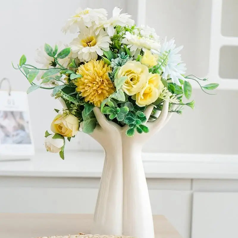 DecorBites™ Hand Shaped Porcelain Flower Vase Home Decor