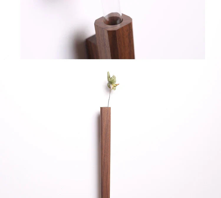DecorBites™ Handmade Nordic Wooden Wall Vase for Plants