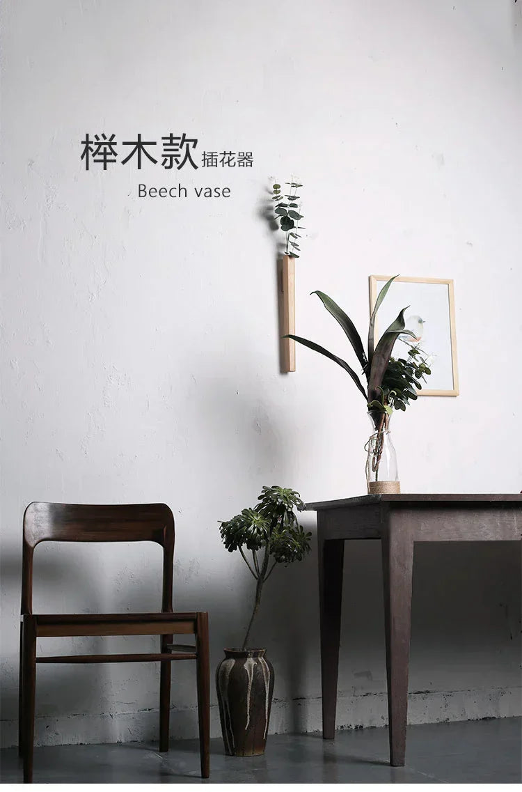 DecorBites™ Handmade Nordic Wooden Wall Vase for Plants