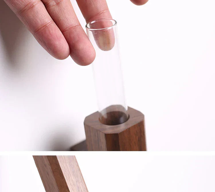 DecorBites™ Handmade Nordic Wooden Wall Vase for Plants