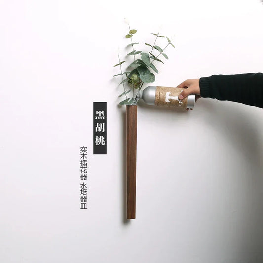 DecorBites™ Handmade Nordic Wooden Wall Vase for Plants