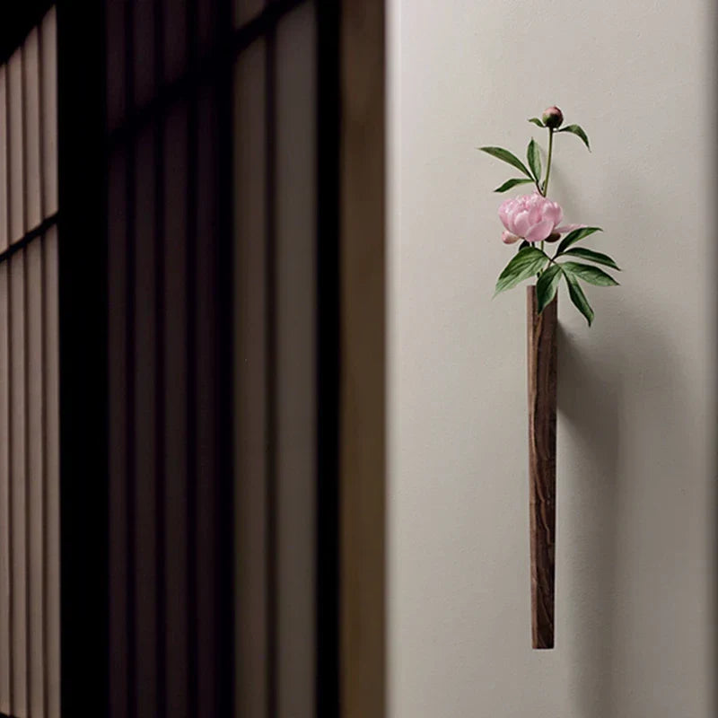 DecorBites™ Handmade Nordic Wooden Wall Vase for Plants