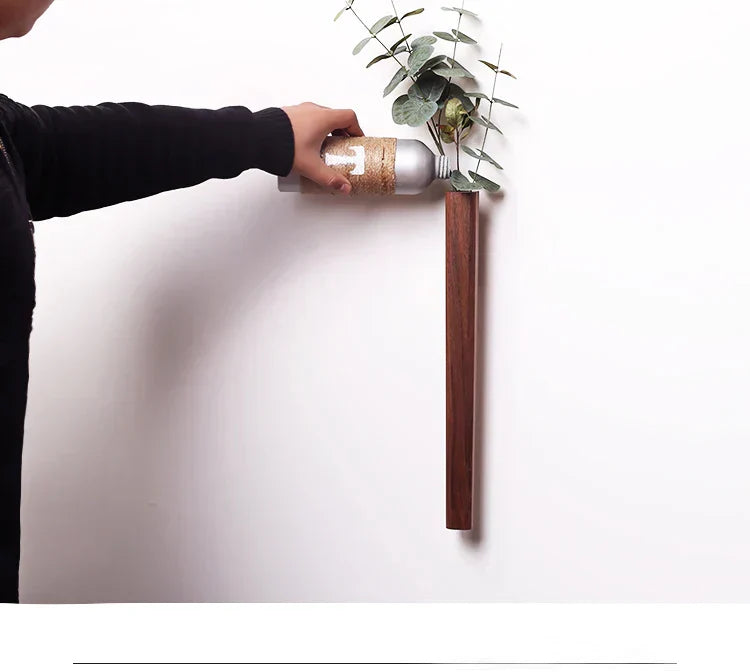DecorBites™ Handmade Nordic Wooden Wall Vase for Plants