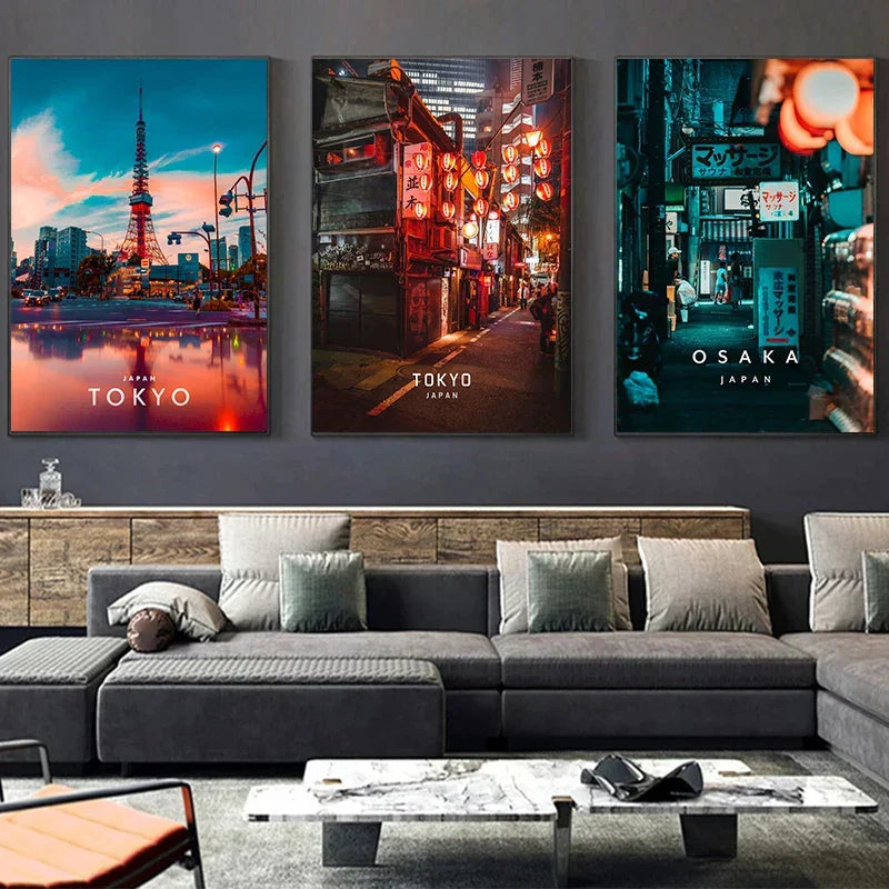 DecorBites™ Japanese City Landscape Canvas Wall Art