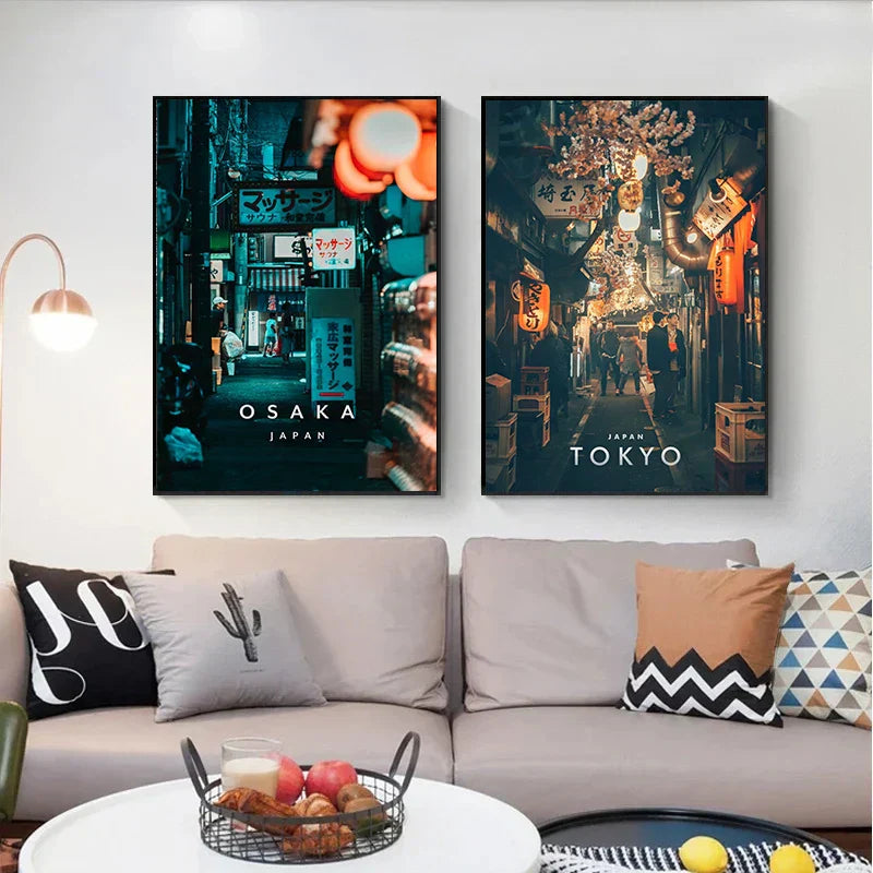 DecorBites™ Japanese City Landscape Canvas Wall Art