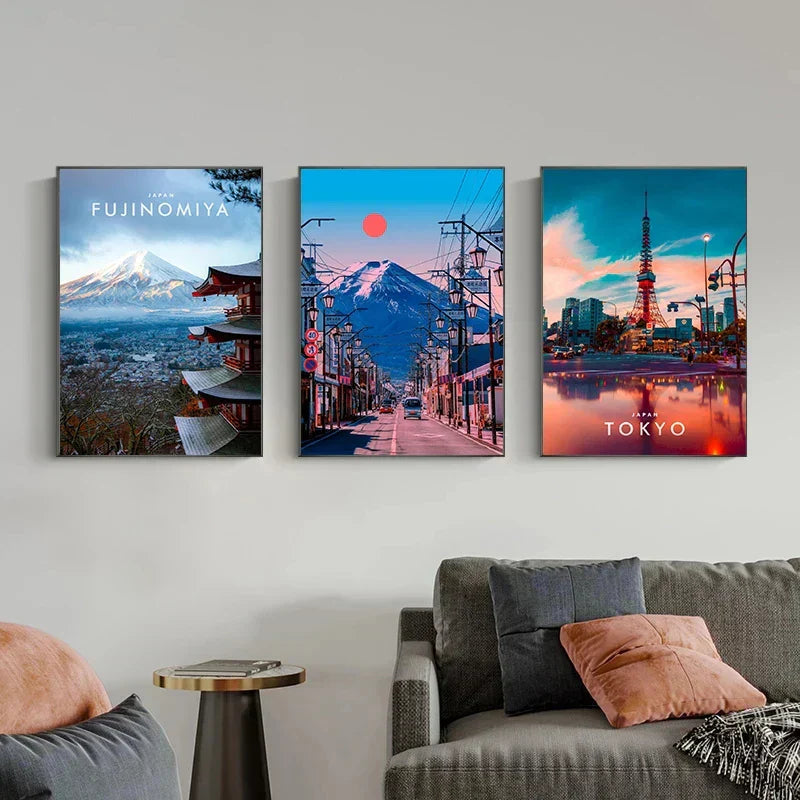 DecorBites™ Japanese City Landscape Canvas Wall Art